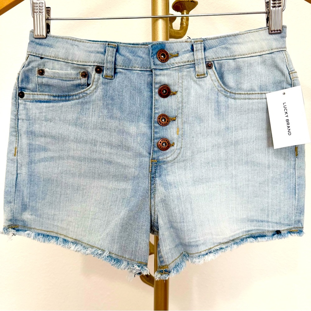Lucky Brand Light Wash High Waist Slim Fit Stretch Frayed Girl’s Denim Shorts